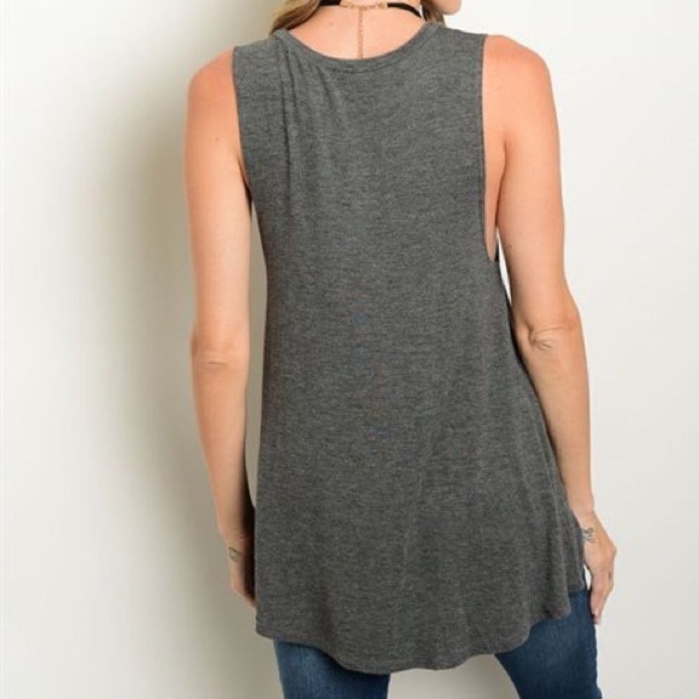Charcoal Gray BABE Tank  - Picture 4 of 4